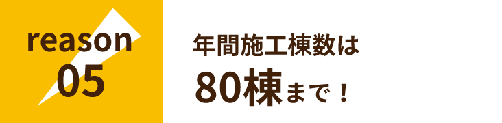 年間施工棟数は​80棟まで！​