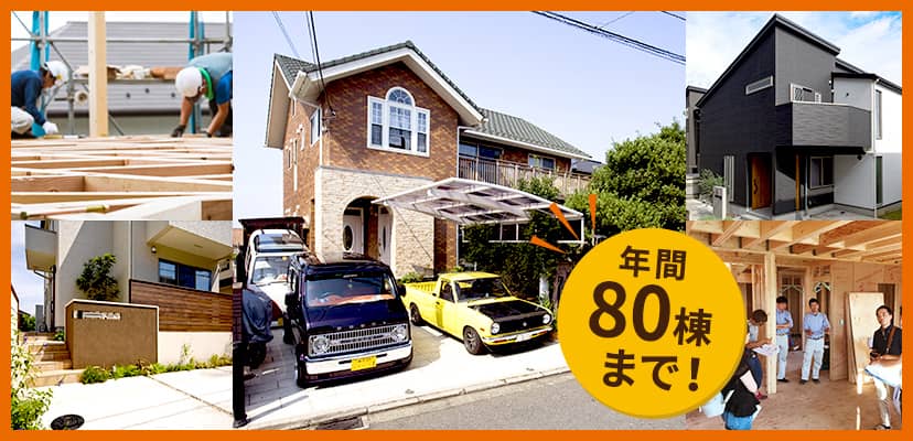 年間施工棟数は80棟まで！